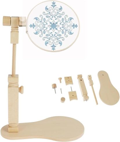 Embroidery Hoop Stand, 360° Adjustable Sitting Cross Stitch Stand, Wooden Embroidery Hoop Holder, Hands Free Cross Stitch Stand for Art Craft Sewing Projects Tool-(No Hoop Included) in Saudi Arabia