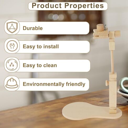 Embroidery Hoop Stand, 360° Adjustable Sitting Cross Stitch Stand, Wooden Embroidery Hoop Holder, Hands Free Cross Stitch Stand for Art Craft Sewing Projects Tool-(No Hoop Included) in Saudi Arabia