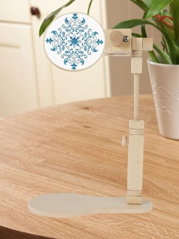 Embroidery Hoop Stand, 360° Adjustable Sitting Cross Stitch Stand, Wooden Embroidery Hoop Holder, Hands Free Cross Stitch Stand for Art Craft Sewing Projects Tool-(No Hoop Included) in Saudi Arabia