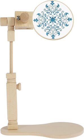 Embroidery Hoop Stand, 360° Adjustable Sitting Cross Stitch Stand, Wooden Embroidery Hoop Holder, Hands Free Cross Stitch Stand for Art Craft Sewing Projects Tool-(No Hoop Included) in Saudi Arabia
