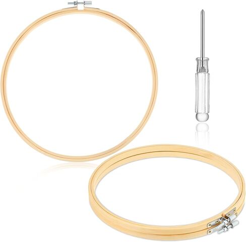 9 Inch Round Wood Embroidery Hoops, 2pcs Embroidery Hoops for Art Craft Handy Sewing Adjustable Bamboo Circle Cross Stitch Hoop Ring Christmas Decoration in Saudi Arabia