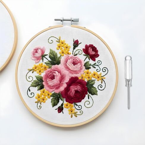 9 Inch Round Wood Embroidery Hoops, 2pcs Embroidery Hoops for Art Craft Handy Sewing Adjustable Bamboo Circle Cross Stitch Hoop Ring Christmas Decoration in Saudi Arabia