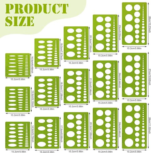 مجموعة Kingdder مكونة من 15 سلسلة من قوالب الشكل البيضوي، قالب استنسل بلاستيكي دائري، أداة رسم وصياغة للطلاب المحترفين، صياغة دقيقة in Kuwait