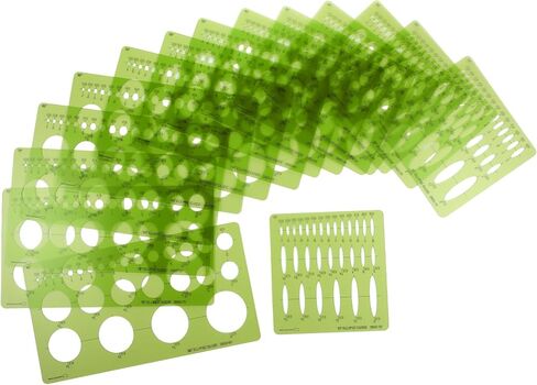 مجموعة Kingdder مكونة من 15 سلسلة من قوالب الشكل البيضوي، قالب استنسل بلاستيكي دائري، أداة رسم وصياغة للطلاب المحترفين، صياغة دقيقة in Kuwait