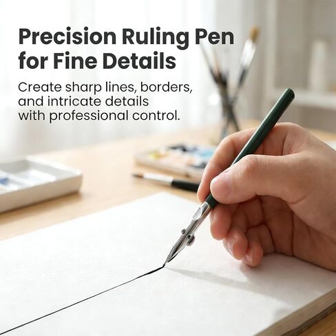 Larrel 2PCS Ruling Pen for Masking Fluid, Art Ruling Pen, Masking Fluid Pens for Fine Line, Technical Drawing, Cartography and Calligraphy, Suitable for Use with Drawing Ink and Gouache (Green) in Saudi Arabia