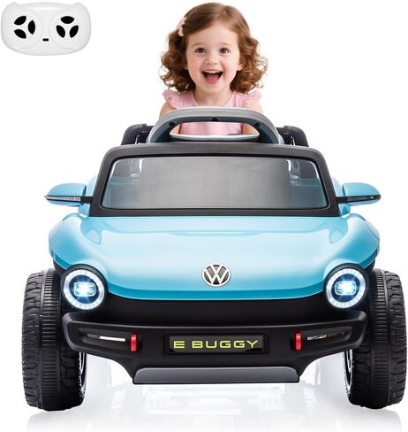 GarveeLife 12V Kids Ride On Car Licensed Volkswagen Beetle Electric Ride On Toy for Toddlers 4 Wheeler Vehicle with Parental Remote, Battery Level Display, LED Lights, USB, Horn, Music, Green in Saudi Arabia
