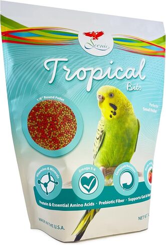 Scenic Tropical Bits Small Pet Bird Food - 1.75 lb Bag - 1/8" Bird Pellets - Complete Nutrition for Cockatiels, Budgies, Lovebirds, Conures & Lories in Saudi Arabia