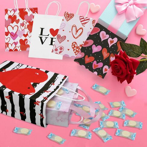 Tuzuaol 12 Pack Valentines Day Gift Bag with Tissue Paper for Kids Valentines Paper Goodie Bags with Handle for Wrapped Gifts Party Supplies in Saudi Arabia
