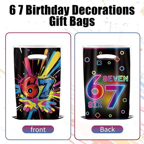 30 قطعة من Tintinwiwigo 6 7 حقائب هدايا لزينة عيد الميلاد، 6 7 حقائب هدايا لعيد الميلاد، حقائب هدايا بمقابض، نمط مزدوج الجوانب، 67 حقيبة هدايا للحفلات - قوس قزح in Kuwait