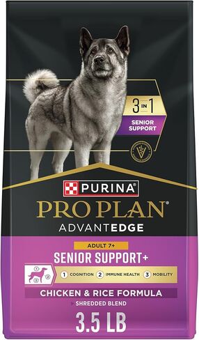 Purina Pro Plan AdvantEDGE Senior Support Plus مزيج الدجاج والأرز المبشور، طعام جاف للكلاب - كيس 12 رطل in Saudi Arabia