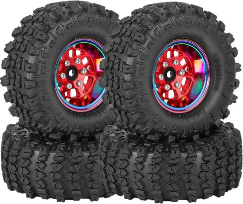 عجلات وإطارات RC 1.3 بوصة لزاحف RC 1/18 TRX4M، 1/24 SCX24، سبائك الألومنيوم 1.3 عجلات Beadlock RC 1.3 إطارات مع إطارات 1.3 RC إطارات مطاطية ناعمة لزجة، 4 قطع، أصفر in Saudi Arabia