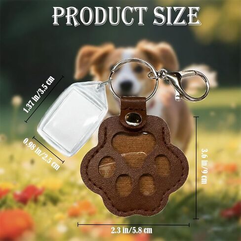 4 Pcs Dog Hair Keychain, Pet Paw Shaped Leather Keychain with Photo Slot, Cute Paw Memorial Keepsake Keyring for Pets Fur & Photo Collection, Pet Memorial Gifts for Dogs & Cats(B 4 pcs) in Saudi Arabia