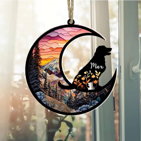 نازنتي الكلب التذكاري suncatcher، اسم شخصي سلالات الكلاب suncatcher، فقدان هدية تعاطف الحيوانات الأليفة، الماسك الضوء الزجاج الملون، زخرفة شنق لشجرة عيد الميلاد الحيوانات الأليفة، هدايا عيد الميلاد in Saudi Arabia