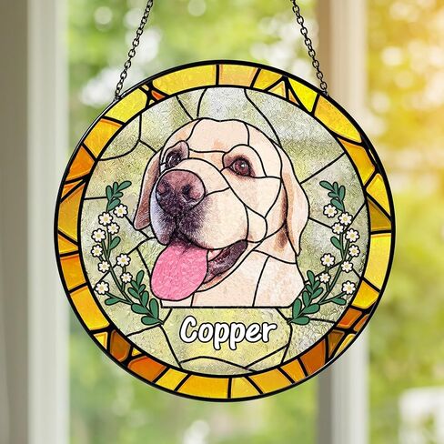نازنتي الكلب التذكاري suncatcher، اسم شخصي سلالات الكلاب suncatcher، فقدان هدية تعاطف الحيوانات الأليفة، الماسك الضوء الزجاج الملون، زخرفة شنق لشجرة عيد الميلاد الحيوانات الأليفة، هدايا عيد الميلاد in Saudi Arabia
