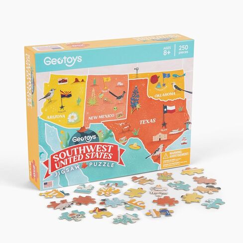 Geotoys Southwest Region Jigsaw Puzzle - Educational Map Game - 250 Piece Puzzles - Jigsaw Puzzles for Kids Ages 8-12 - Kids Puzzle Games with Colorful Landmarks in Saudi Arabia