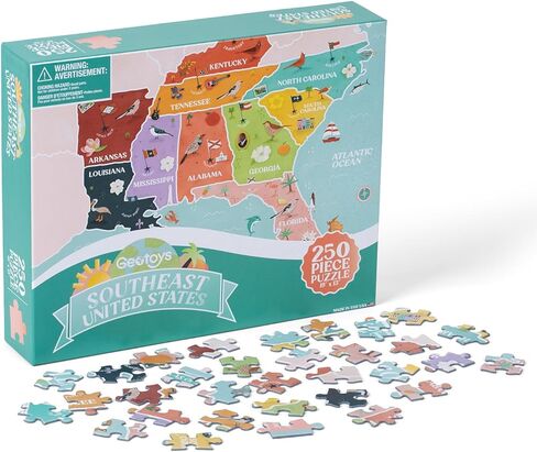 Geotoys Southwest Region Jigsaw Puzzle - Educational Map Game - 250 Piece Puzzles - Jigsaw Puzzles for Kids Ages 8-12 - Kids Puzzle Games with Colorful Landmarks in Saudi Arabia