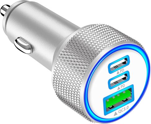 [Apple MFi Certified] iPhone 15 Car Charger Fast Charging, Rombica 72W Dual Type-C Power Cigarette Lighter Charger+USB-C Cable&Lightning Cable for iPhone 15 Plus/15 Pro/15 Pro Max/14/13/12/11/XS/iPad in Kuwait