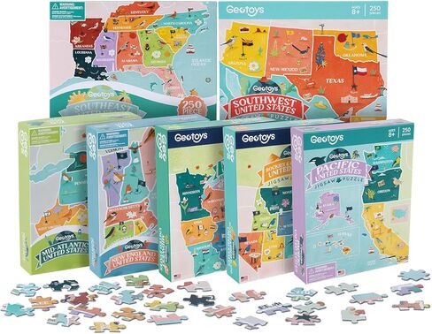 Geotoys Southwest Region Jigsaw Puzzle - Educational Map Game - 250 Piece Puzzles - Jigsaw Puzzles for Kids Ages 8-12 - Kids Puzzle Games with Colorful Landmarks in Saudi Arabia