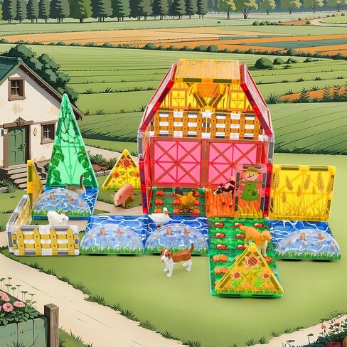 ألعاب البلاط المغناطيسي للمزرعة ألعاب تعليمية ثلاثية الأبعاد مع الحيوانات، ألعاب مونتيسوري للتعلم واللعب للأطفال، مجموعة بناء مغناطيس للأطفال الصغار في مرحلة ما قبل المدرسة، هدية مثالية للأولاد والبنات الذين تتراوح أعمارهم بين 3-5 و4-8 و5-7 in Kuwait