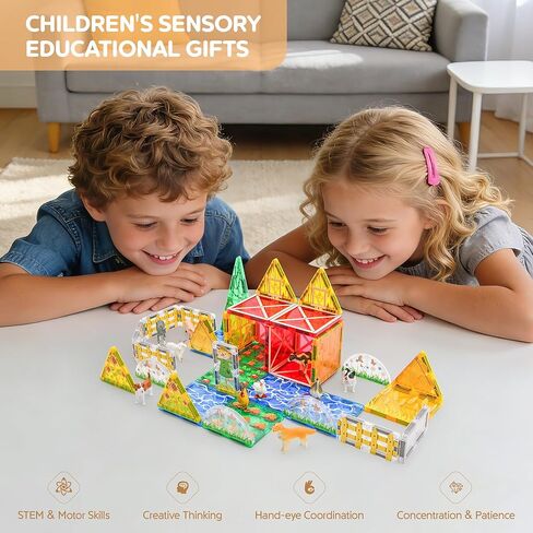 ألعاب البلاط المغناطيسي للمزرعة ألعاب تعليمية ثلاثية الأبعاد مع الحيوانات، ألعاب مونتيسوري للتعلم واللعب للأطفال، مجموعة بناء مغناطيس للأطفال الصغار في مرحلة ما قبل المدرسة، هدية مثالية للأولاد والبنات الذين تتراوح أعمارهم بين 3-5 و4-8 و5-7 in Kuwait