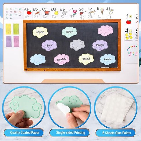 FOBSME 120 Pcs Mini Clouds Cutouts Paper Colorful Cloud Die-Cuts Accents Clouds Bulletin Board Cut-Outs Cloud Name Tags Labels for Classroom, Cork Board, Nursery, Baby Shower Party Decor in Saudi Arabia
