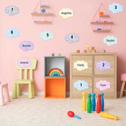 FOBSME 120 Pcs Mini Clouds Cutouts Paper Colorful Cloud Die-Cuts Accents Clouds Bulletin Board Cut-Outs Cloud Name Tags Labels for Classroom, Cork Board, Nursery, Baby Shower Party Decor in Saudi Arabia