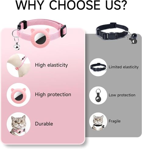 2 Pack Airtag Cat Collar, Breakaway Safety Buckle with Bell, Adjustable 7.5-12.5 Inch Soft Nylon Collars for Girl Boy Cats Kitten Puppy, Pink & Purple Set in Saudi Arabia