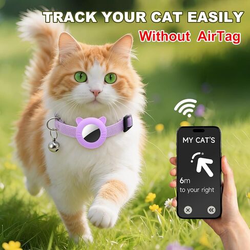 2 Pack Airtag Cat Collar, Breakaway Safety Buckle with Bell, Adjustable 7.5-12.5 Inch Soft Nylon Collars for Girl Boy Cats Kitten Puppy, Pink & Purple Set in Saudi Arabia