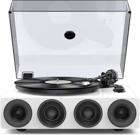 1 by ONE High Fidelity Belt Drive Turntable with Built-in Speakers, Vinyl Record Player with Magnetic Cartridge, Bluetooth Playback and Aux-in Functionality, Auto Off in Kuwait