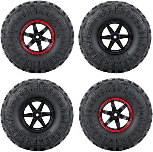 4PCS 110mm 1.9" Rubber Tires & Plastic Wheel Rim 12mm Hex Hub for 1/10 Axial SCX10 TRX4 D90 RC Crawler Car in Saudi Arabia