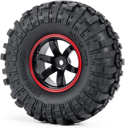 4PCS 110mm 1.9" Rubber Tires & Plastic Wheel Rim 12mm Hex Hub for 1/10 Axial SCX10 TRX4 D90 RC Crawler Car in Saudi Arabia