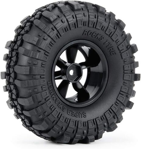 4PCS 110mm 1.9" Rubber Tires & Plastic Wheel Rim 12mm Hex Hub for 1/10 Axial SCX10 TRX4 D90 RC Crawler Car in Saudi Arabia