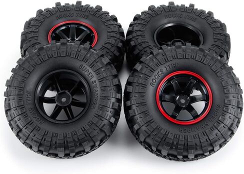 4PCS 110mm 1.9" Rubber Tires & Plastic Wheel Rim 12mm Hex Hub for 1/10 Axial SCX10 TRX4 D90 RC Crawler Car in Saudi Arabia