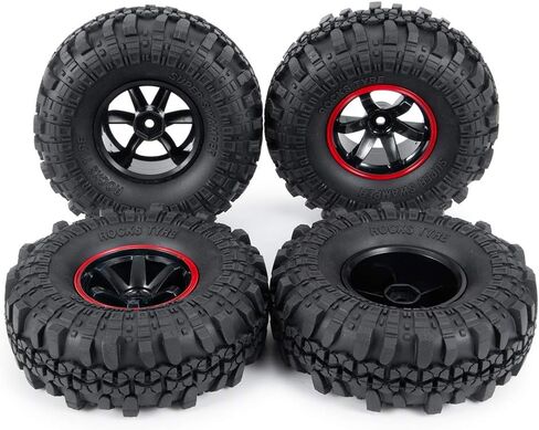 4PCS 110mm 1.9" Rubber Tires & Plastic Wheel Rim 12mm Hex Hub for 1/10 Axial SCX10 TRX4 D90 RC Crawler Car in Saudi Arabia