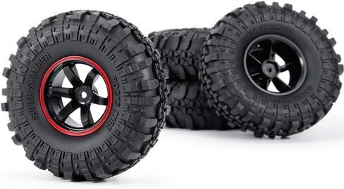 4PCS 110mm 1.9" Rubber Tires & Plastic Wheel Rim 12mm Hex Hub for 1/10 Axial SCX10 TRX4 D90 RC Crawler Car in Saudi Arabia
