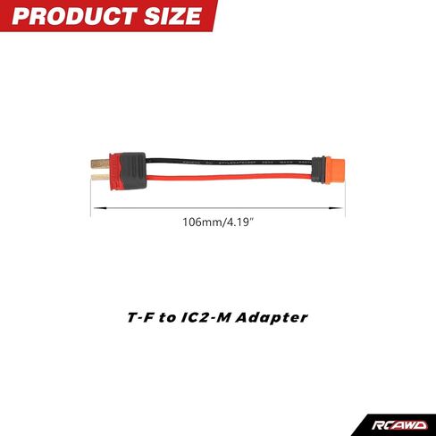 RCAWD T Plug Male to Female IC2 Male Female Adapter Connector with IC2 Male and IC2 Female Replacement for RC Car Battery in Saudi Arabia