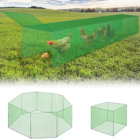 Chicken Tunnel for Outside, 10FT 3 in 1 Metal Chicken Coop and Runs, Foldable Pull-Form Design Chicken Tunnels Runs, Poultry Pen Enclosure for Backyard Farm Yard in Saudi Arabia