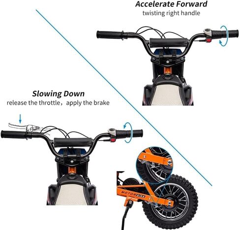 24V Kids Ride On Electric Motorcycle,250W Motor 13.6MPH Fast Speed Dirt Bike,Leather Seat Battery Powered Off-Road Bike,Twist Grip Throttle,Metal Suspension,Air-Filled Tires,for Teens in Saudi Arabia