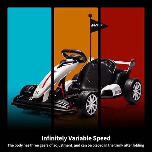 GarveeLife 24V Electric Drift Kart for Kids, Ride Car with Adjustable Seat & 8.5MPH Speed, EVA Silent Wheels, Parent-Safety Certified Ride-On Toy in Saudi Arabia