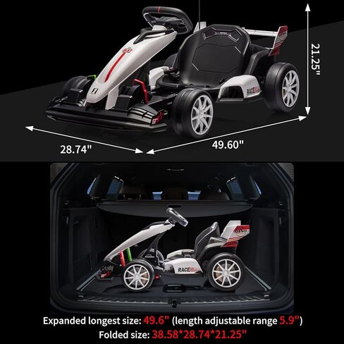GarveeLife 24V Electric Drift Kart for Kids, Ride Car with Adjustable Seat & 8.5MPH Speed, EVA Silent Wheels, Parent-Safety Certified Ride-On Toy in Saudi Arabia