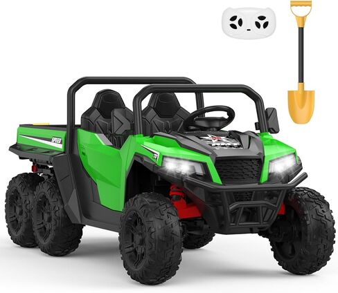 شاحنة قلابة كهربائية 24 فولت 4WD من Garvee مع جهاز تحكم عن بعد | سيارة ركوب للأطفال بمقعدين | مشغل موسيقى وأضواء LED | هدية عيد ميلاد للأعمار من 3 سنوات فما فوق (نظام أمان مفتاح التشغيل) in Kuwait