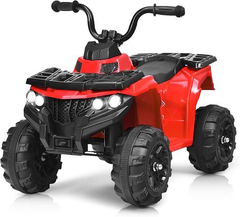 Costzon Ride on ATV, 6V Battery Powered Kids Electric Vehicle, 4 Wheeler Quad w/Headlights, MP3, USB, Volume Control, Large Seat, Electric Ride on Toys for Boys & Girls (Red) in Saudi Arabia