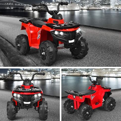 Costzon Ride on ATV, 6V Battery Powered Kids Electric Vehicle, 4 Wheeler Quad w/Headlights, MP3, USB, Volume Control, Large Seat, Electric Ride on Toys for Boys & Girls (Red) in Saudi Arabia