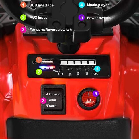 Costzon Ride on ATV, 6V Battery Powered Kids Electric Vehicle, 4 Wheeler Quad w/Headlights, MP3, USB, Volume Control, Large Seat, Electric Ride on Toys for Boys & Girls (Red) in Saudi Arabia