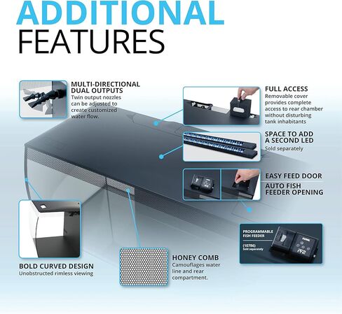 مجموعة حوض السمك Fluval Flex 32.5 - حوض أسماك للأسماك والنباتات - يأتي مع مصابيح LED ونظام ترشيح والمزيد - 32.5 بوصة × 15.75 بوصة × 15.35 بوصة - 123 لترًا، 32.5 جالونًا - أسود in Kuwait