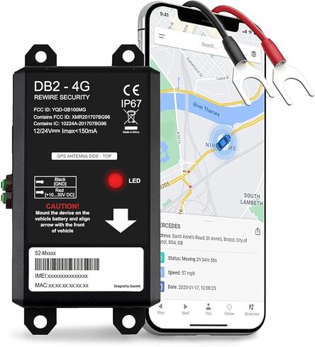 DB2-4G GPS Tracker for Vehicles – Real-Time Vehicle Tracking Device for Car, Van, Motorhome | Easy Battery Install | Live App Tracking | 4G Fleet Tracking | Low Cost Plan | Free Trial in Kuwait