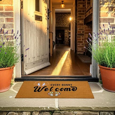 Chunful 3 Set Easter Blank Door Mats for Crafting 3 Pcs 17" x 30" Plain Doormat for Painting with 16 Reusable Easter Stencils Painting Tools for DIY Crafting Bunny Party Decor in Saudi Arabia