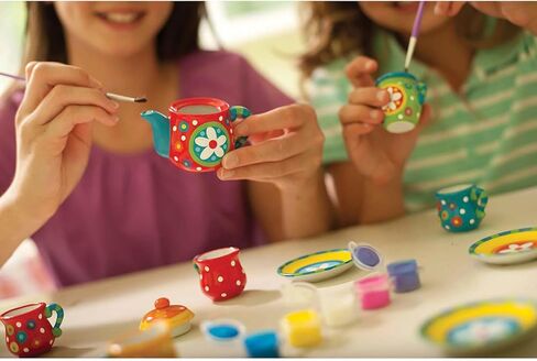 4M: KidzMaker - Paint Your Own Mini Tea Set - DIY Porcelain Painting Craft Kit, Teapot-Cups-Milk Jug-Sugar Bowl, Personalize Your Art Designs, Kids 8+ in Saudi Arabia