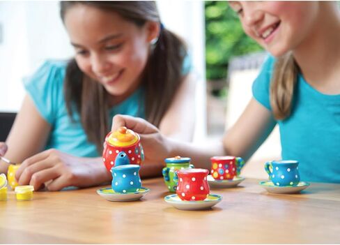 4M: KidzMaker - Paint Your Own Mini Tea Set - DIY Porcelain Painting Craft Kit, Teapot-Cups-Milk Jug-Sugar Bowl, Personalize Your Art Designs, Kids 8+ in Saudi Arabia