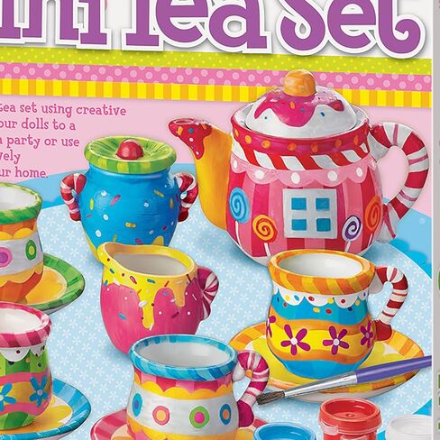 4M: KidzMaker - Paint Your Own Mini Tea Set - DIY Porcelain Painting Craft Kit, Teapot-Cups-Milk Jug-Sugar Bowl, Personalize Your Art Designs, Kids 8+ in Saudi Arabia